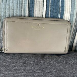 kate spade Cream Zip-Around Wallet with Gold Hardware “Storybook wallet”